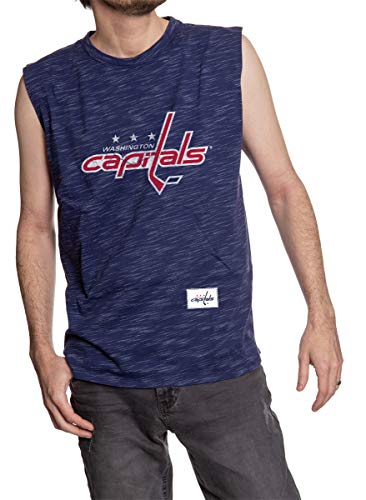 Calhoun NHL Men's Team Logo Crew Neck Space Dyed Cotton Sleeveless T-Shirt (Washington Capitals, XX-Large)