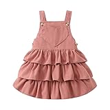 Toddler Baby Girl Dress Suspender Dresses Ruffle Corduroy Sleeveless Princess Skirt with One Pocket