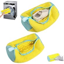 Shoe Washing Bag for Washing Machine,Fluffy Fibers Keep 360 Wrap-around Cleaning,2PCS Laundry Shoe Bag for Washer and Dryer,Invisible Zipper Side Opening Reusable Shoe Washing Bag for All Shoes
