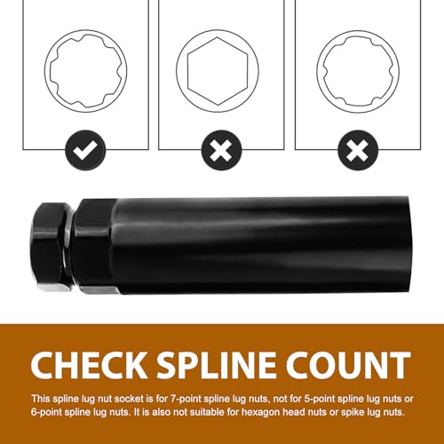 Image of MLY 6 Spline Lug Nut Socket, Lug Nut Removal Tool 3 /4 inch (19mm) & 13 /16 inch (21mm) Hex, Fuel Wheel Lock Key for Aftermarket Socket, Compatible with M14x1.5, M14x2, 9 /16 inchx18 (Black)