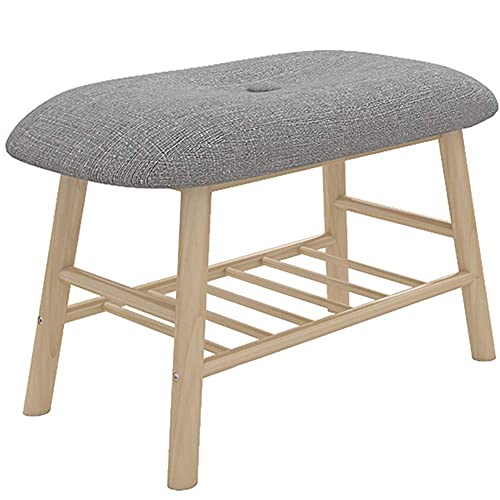 Pouf en lin et bois massif gris 45cm | Créez un cocon doux