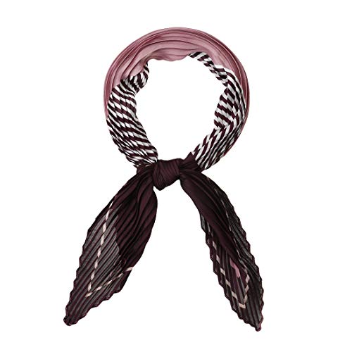 Allegra K Women Rhombus Pleated Scarf Contrast Color Stripe Heart Neck Scarves Neckerchief