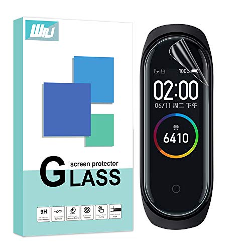 [6-Pack] WRJ Screen Protector Suitable for Xiaomi Mi Band 4, HD Not Glass Film with HydrateSkin, Fully Coverage[Not Glass] [Anti-Scratch] Flexible Film,Lifetime Replacement Warranty