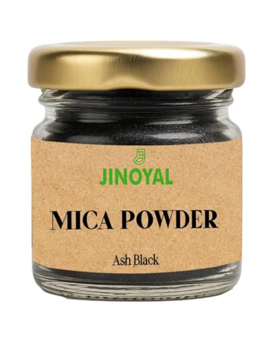 Jinoyal Mica Powder | Premium Mica Pigment for Epoxy Resin, Soap Making, Lip Gloss, Nail Art, Candle Making, Slime & DIY Crafts (10g) (Ash Black)