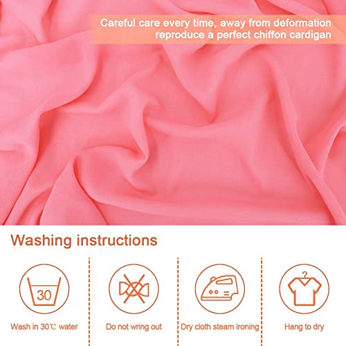 Ladiery Women's Shrugs Chiffon Short Sleeve Open Front Bolero Cardigan Outerwear Shawl Evening Wedding Cape Shirt Tops Pink #TOP6