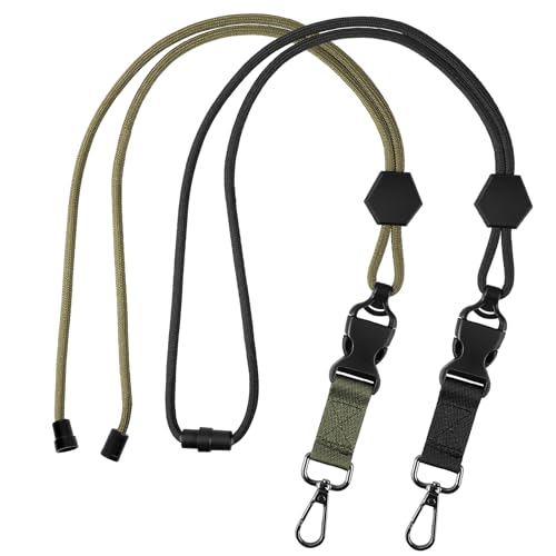 Prudiut 2 Pack Breakaway Lanyards for Id Badges, Safety Break Away Lanyard with Detachable Buckle Heavy Duty Id Badge Lanyard for Keys (Black, Army Green)