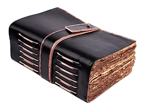 Vintage Leather Journal - 288 Antique Deckle Edge Pages 10 inches X 7 inches – Writing Journal Notebooks Notepad for Women – Men - Book of Shadows