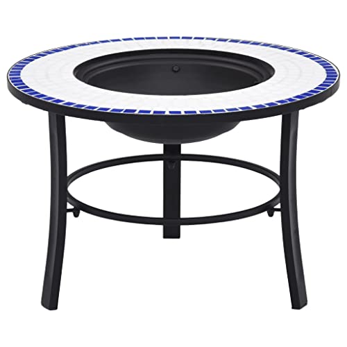 Chimeneas-Mosaico - Fogata de cerámica azul y blanca de 68 cm