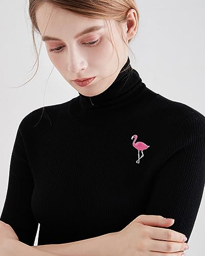 Image of Flamingo Brooch Pin for Women Pink Enamel Lapel Pin Lucky Bird Animal Corsage Badge Pins Accessories Jewelry for Cloth Dress Christmas