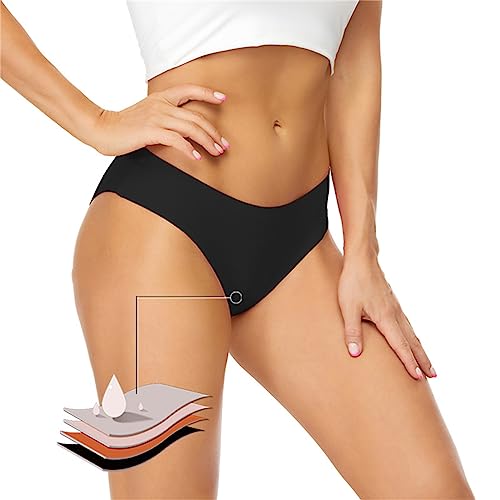 Stafeny Costume da Bagno mestruale a Prova di perdite con Fondo Bikini, Costume da Bagno con Mutandine da Bagno Bikini a Vita Alta per Adolescenti (IT, Testo, XL, Regular, Regular, Nero)