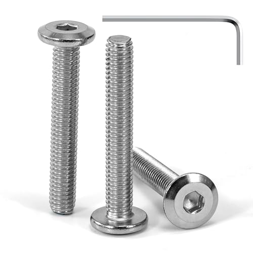 Tunejoy Vis à Tête Plate M6 x 40 mm Vis à Six Pans Creux en Acier Inoxydable A2 V2A Boulons de Meubles Hexagonale avec Clé Allen Filetage Complet 30 Pièces