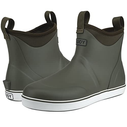 Image of Buoy Boots Women's Waterproof Ankle Rain Boots, Rubber Deck & Fishing Boots | Neoprene Lining, EVA Foam Insole, Slip-Resistant Non-Marking Outsole for Comfortable Traction on Boats, Farms & Wet Ground