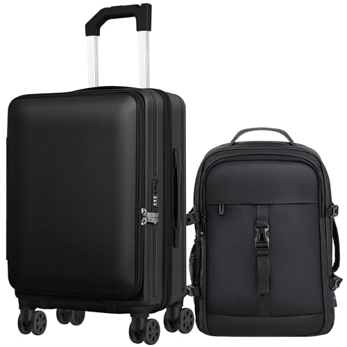 Sinouso Carry On Luggage Front Opening 20in Suitcase with TSA