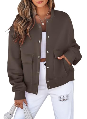 EVALESS Womens Lightweight Crop Jacket with Pockets