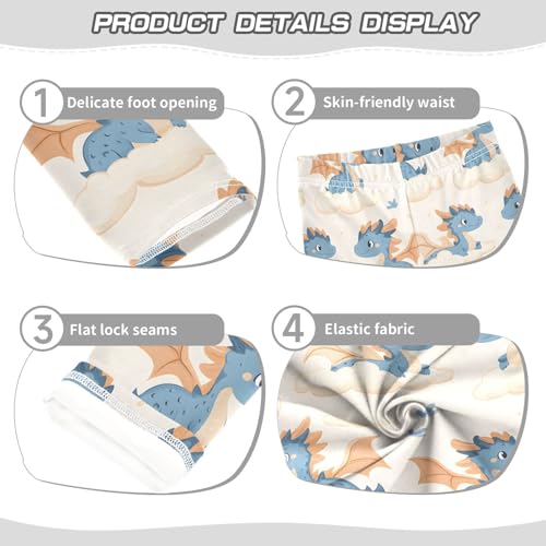 ALAZA Girls' Leggings Children's Yoga Pants Skinny Printed Dance Cute Dragon Cloud Comfortable 4T2