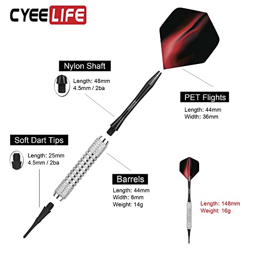 Cyeelife 16 Grams Soft Tip Darts With Extra Flights And Plastic Points For Beginners thumb #1