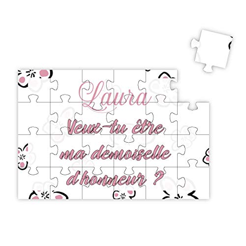 Puzzle personnalisable - Demande future témoin de mariage ou demoiselle d'honneur - "Veux-tu être ma témoin ?" - Avec prénom
