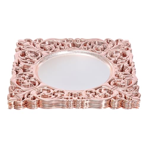 Platos cargadores cuadrados acrílicos rosados, set de 6 miniatura 7
