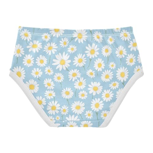 Wusikd White Daisies Girls' Underwear Cotton Blue Girls Briefs Soft Toddler Underwear 2T2