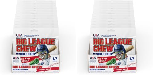 Image of Big League Chew Outta Here Original Bubble Gum - Classic Ballpark Flavor | Perfect for Baseball Games, Teams, Concessions, Parties, and More | Pack of 24 Bags (2.12oz Each)