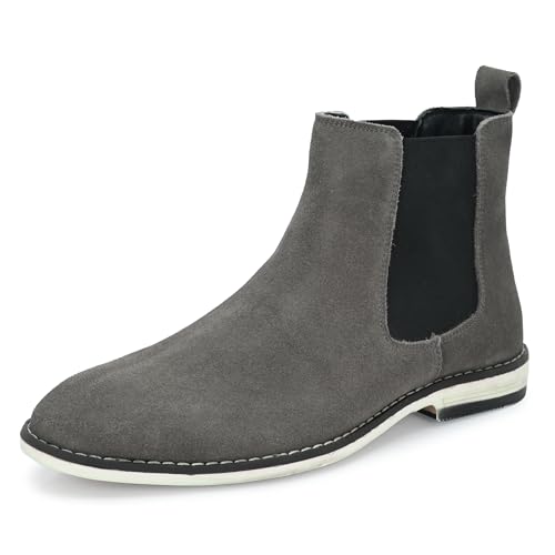 Image of Blue Leather By Centrino Genuine Leather Men's Formal and Casual Leather Boots | Versatile and Sophisticated Chelsea Boots for Every Season | Fashionable Elegant Boots for Any Occasion (3964)