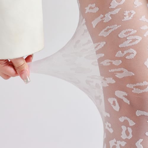 15D Sheer Pantyhose Leopard Print Nylon Tights for Women High Waist Ultra Stretchable Plus Size up to 210lbs3