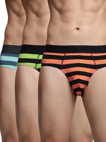 Image of JACK & JONES Men's Cotton Blend Classic Striped Briefs