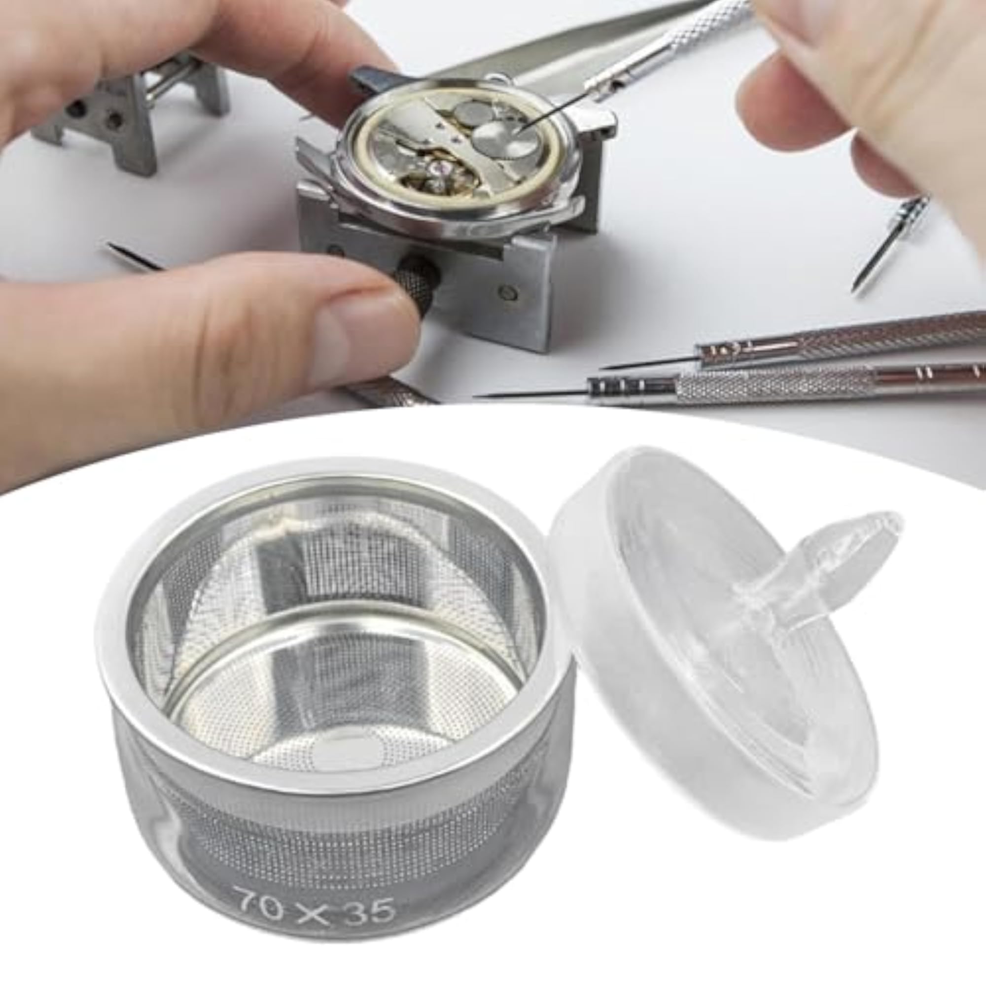 Watch Oil Washing Jar with Net, Essential Tool