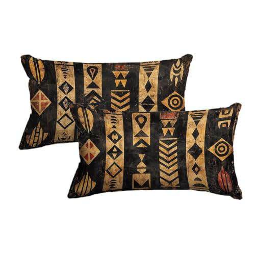 Housse coussin boho decoratif 50x80 cm marron avec impression recto verso - 2