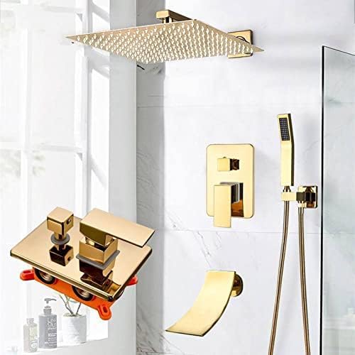 Ensemble de robinet de douche mural doré avec mitigeur de salle de bain