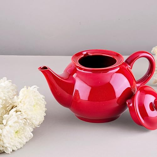 Image of BLACKCARROT Red Stoneware Ceramic Tea Kettle | 300ml Teapot | Microwave Safe