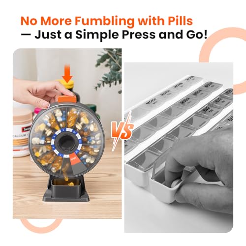 Odaro Large Pill Dispenser, Weekly Pill Organizer 7 Day Am Pm / 14 Day Pill Box, Daily Medicine Pill Organizer with Wall-Mounted or Standing Use for Vitamin, Supplement, Medicine - Gray - Image 6