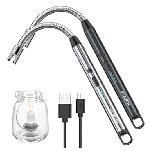 Juego de 2 mecheros eléctricos, resistentes al viento, recargables por USB, encendedor de arco eléctrico largo