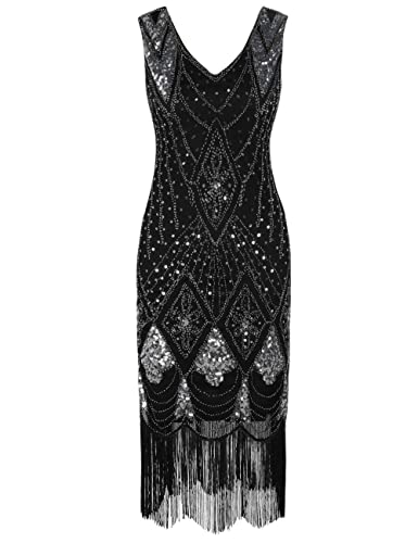 Image of PrettyGuide Women 1920s Gatsby Cocktail Sequin Art Deco Flapper Dress