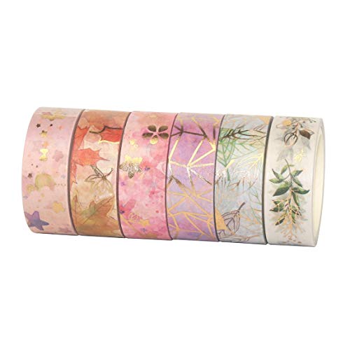 Juego de cinta de papel y hoja de flor bronceadora, embalaje de regalo, manualidades de bricolaje, decoracin de cuaderno, juego de cinta duradera