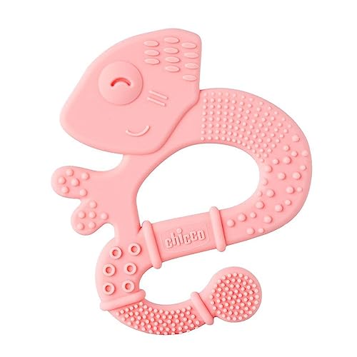 Chicco Set Mordedor y 2 Chupetes Air 2-6 Meses, Mordedor de Silicona, Alivio Durante la Dentición, Chupete con Tetina de Silicona, Anatómico y Funcional, Rosa, 2 Meses+