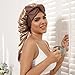AWAYTR Long Satin Bonnet for Sleeping - Double Layer Reversible Silk Bonnet for Long Hair Women Sleeping Cap with Tie Band (Brown+Champagne)