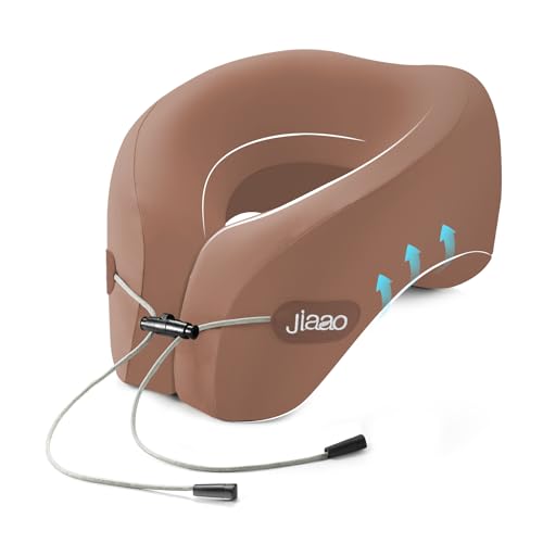 jiaao Neck Pillow Airplane, Ergonomic Memory Foam Travel Pillows for Long Flights, 3D Eye Masks, Ear Plugs and Portable Drawstring Bag, Napping Pillow for Home, Sleep Rest, Family and Travel Use