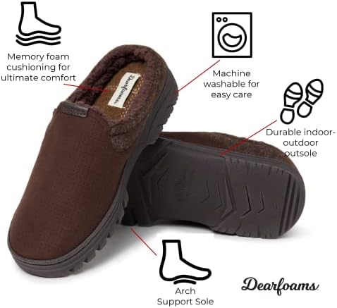 Dearfoams Men's Breathable Perforated Microsuede Clog Slipper, Coffee, Medium Wide | Image 4