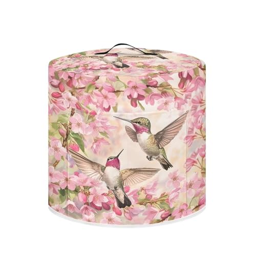 Image of 8-Quart Round Air Fryer Cover - Floral Hummingbird Dust Protector with Carrying Top Handle and Accessory Storage Pocket | Fits Instant Pot, Crock Pot, Rice Cooker | Gifts for Her