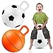 Threan 2 PCS Hopper Ball in Soccer Basketball Style 18' Jumping Hoppity Ball with Handle Exercise Ball Inflatable Sport Bouncy Balls for Kids 3-6 Years Jumping Sitting Racing