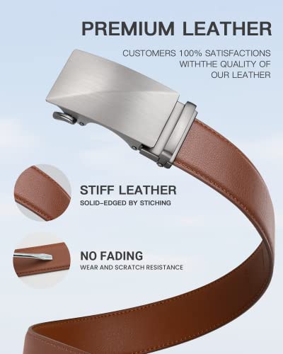 Image of Zitahli Belt Men,Leather Ratchet Belt for Men Dress Casual Every Day with Adjustable Buckle,Trim to Fit For Gift