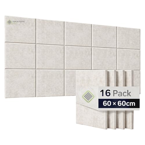 Image of YGM Acoustic Foams Luxury PET Felt Acoustic Self Adhesive Panels, 10 MM Thick, Sound Absorbing Panels for Wall | Room Noise Reducer & Sound Dampening (Pure Beige, 2x2 Foot - 16 Panels)