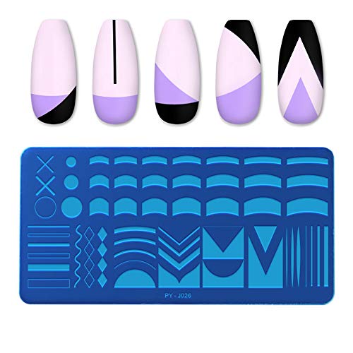 Nail Stamping Plates French Tip Pictures Nail Art Stamping Template Stainless Steel Nail Design Stencil Tools Nail Design Stamp French Tip Stamp French Nail Stamper(Nail Stamping Plates A) #TOP2
