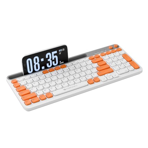 Image of Zebronics Keypad X3 Wireless Keyboard, 102 Keys, 12 Multimedia Keys, 2.4GHz + BT, UV Coated Keycaps, Mobile & Tablet Holder, ₹ Rupee Key, Retractable Stand, USB Nano Receiver (Dawn Orange)