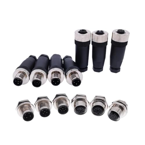 Conector M12 hembra de 8 pines con acoplamiento roscado PG7, paquete de 10 unidades