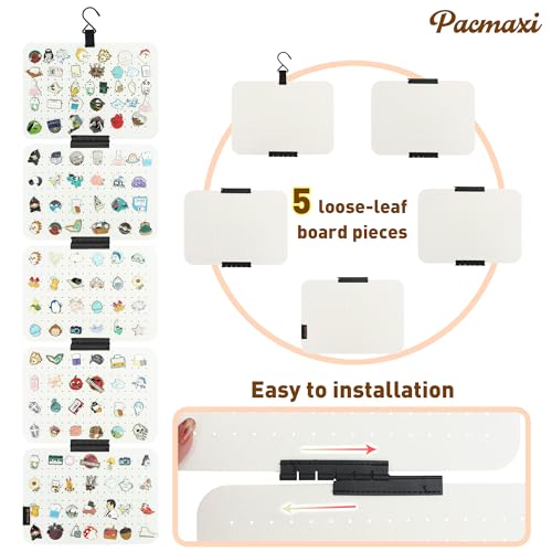 Image of PACMAXI Hanging Enamel Lapel Pin Display Panels Organizer With 5 Loose-leaf Board Pieces, Brooch Pin Enamel Pin Display Pages, Badge Collection Display Holder Holds At Least 120 Pins. (Off White)
