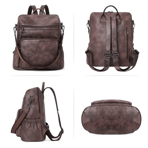 Image of CLUCI Backpack Purse for Women Leather Fashion Designer Travel Ladies Shoulder Bags with Wristlet