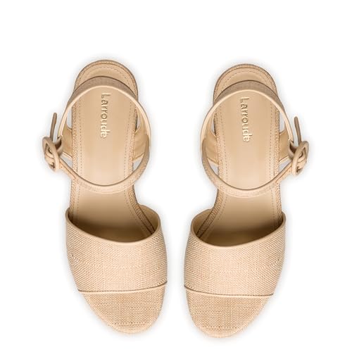 Miso Platform Strap Sandal In Beige Raffia3