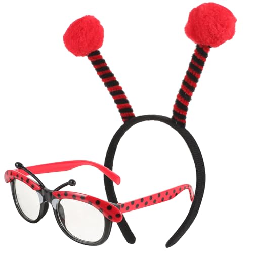 Ciieeo Diadema Orejas de Mariquita 2 Piezas para Fiestas y Cosplay Accesorio de Cabeza Gafas de Mariquita Diseño Suave y Cómodo Adecuado para Disfraces y Eventos Temáticos